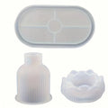 Lotus Striped Vase Tray Silicone Mold Set Epoxy Resin