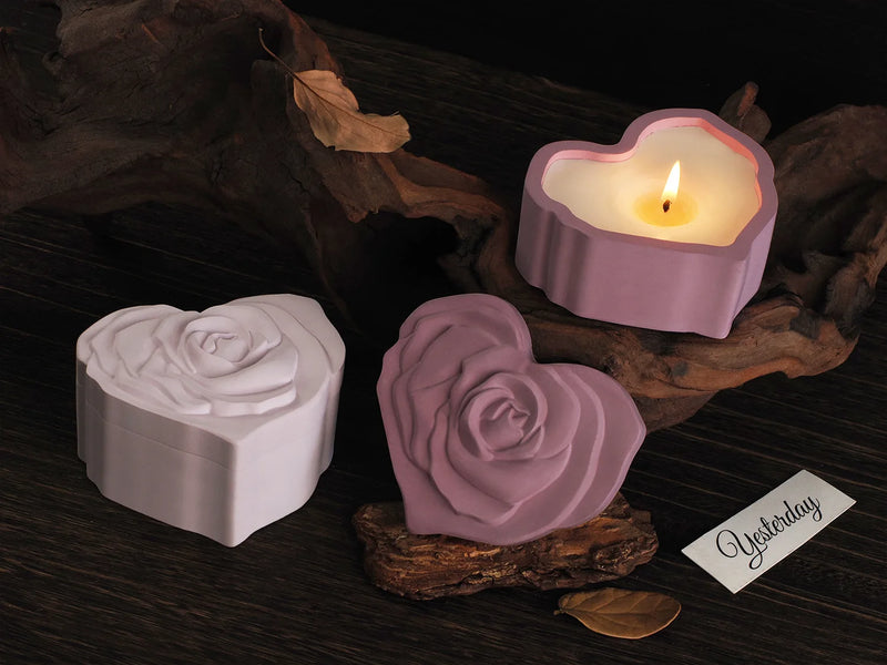 Relief Rose Flower Storage Box Silicone Mold