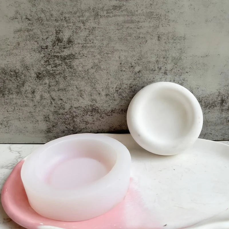 Round Cement Storage Tray Silicone Molds Circular Plaster