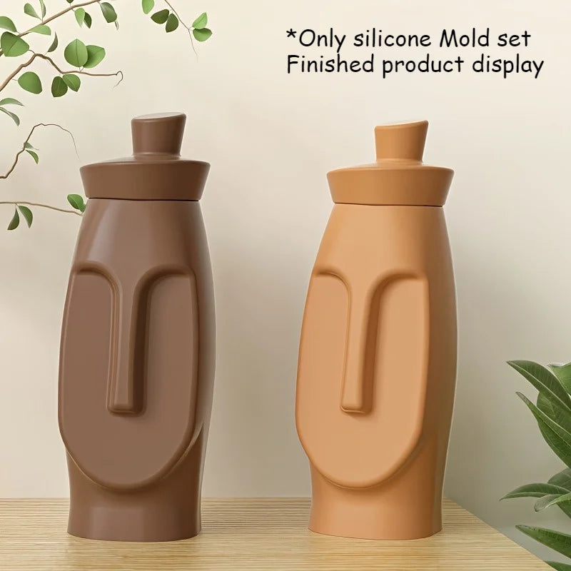 Creative Geometric Face Silicone Mold 2-in-1 Vase Storage