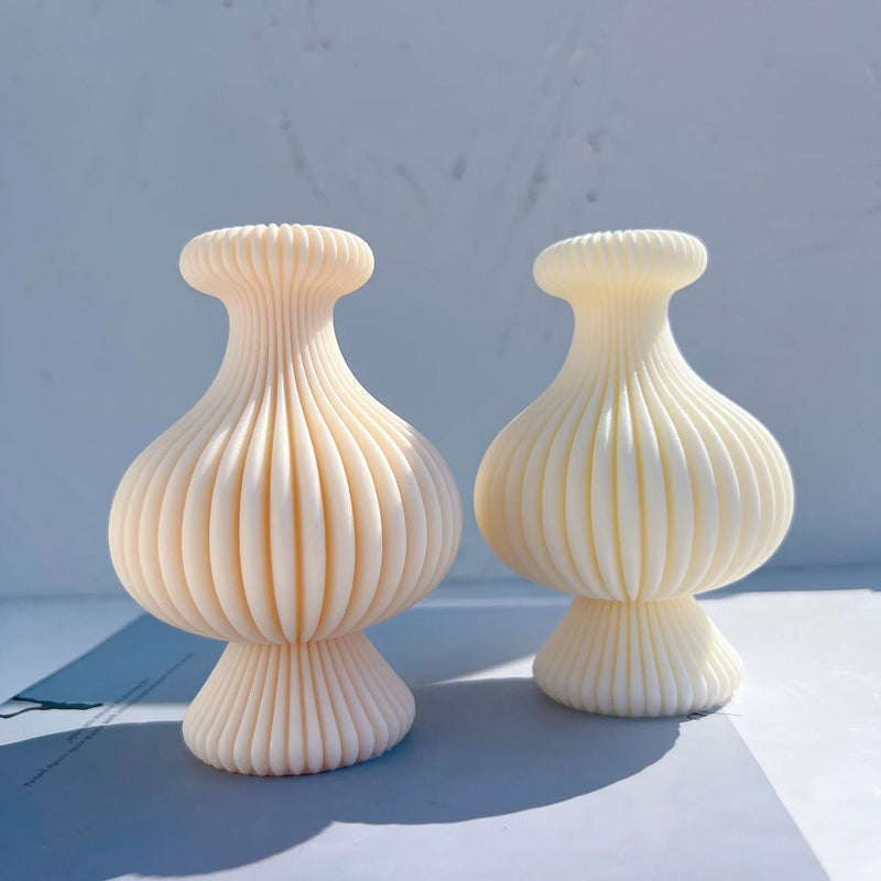 Ribbed Vase Candle Mold Aesthetic Silicone Mould Geometric