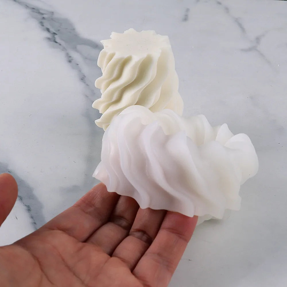 Irregular Waved Twirl Spiral Silicone Candle Mold Geometric