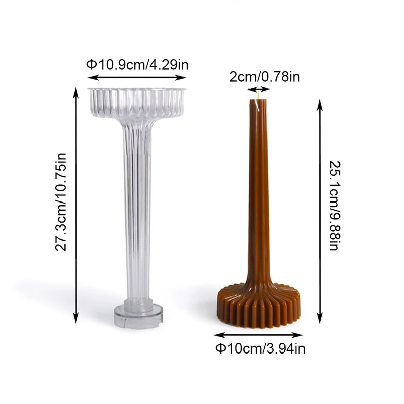 Elegant Stripe Vase Candle Mold Sculptural Pillar Candles