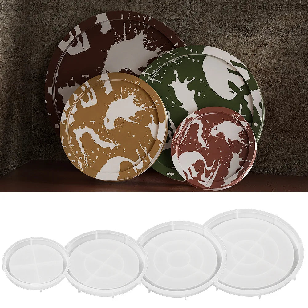 Rolling Tray Mold Resin Large Round Serving Tray Mold with