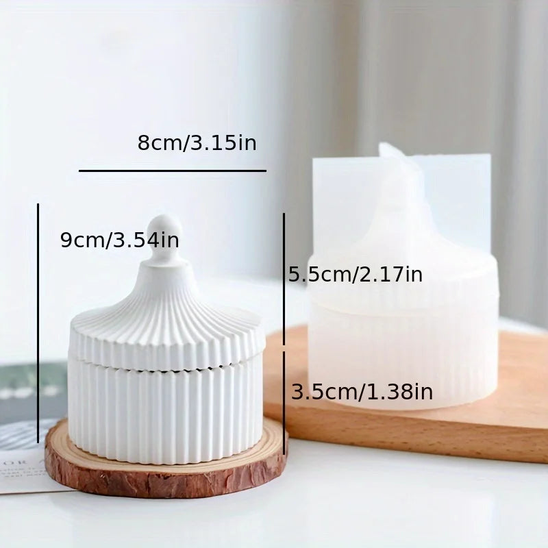 3pcs Oval Heart-Shaped Tray & Cylindrical Storage Jar Silicone Mold