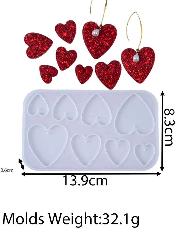 Heart Shape Earring Pendant Silicone Mold Love Series