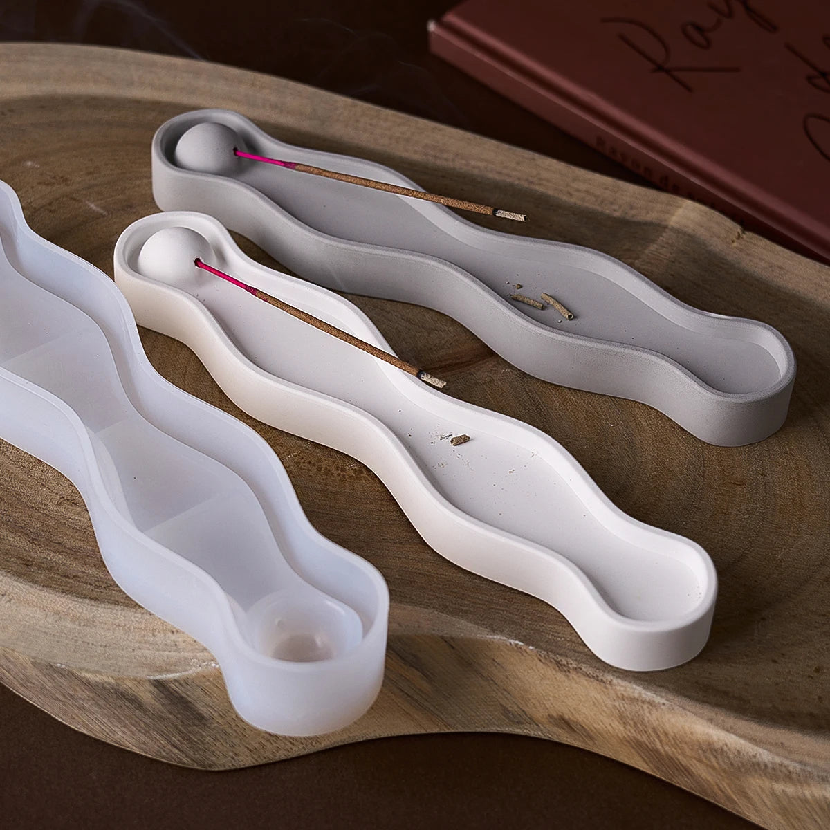 Wave Long Incense Insert Tray Silicone Mold
