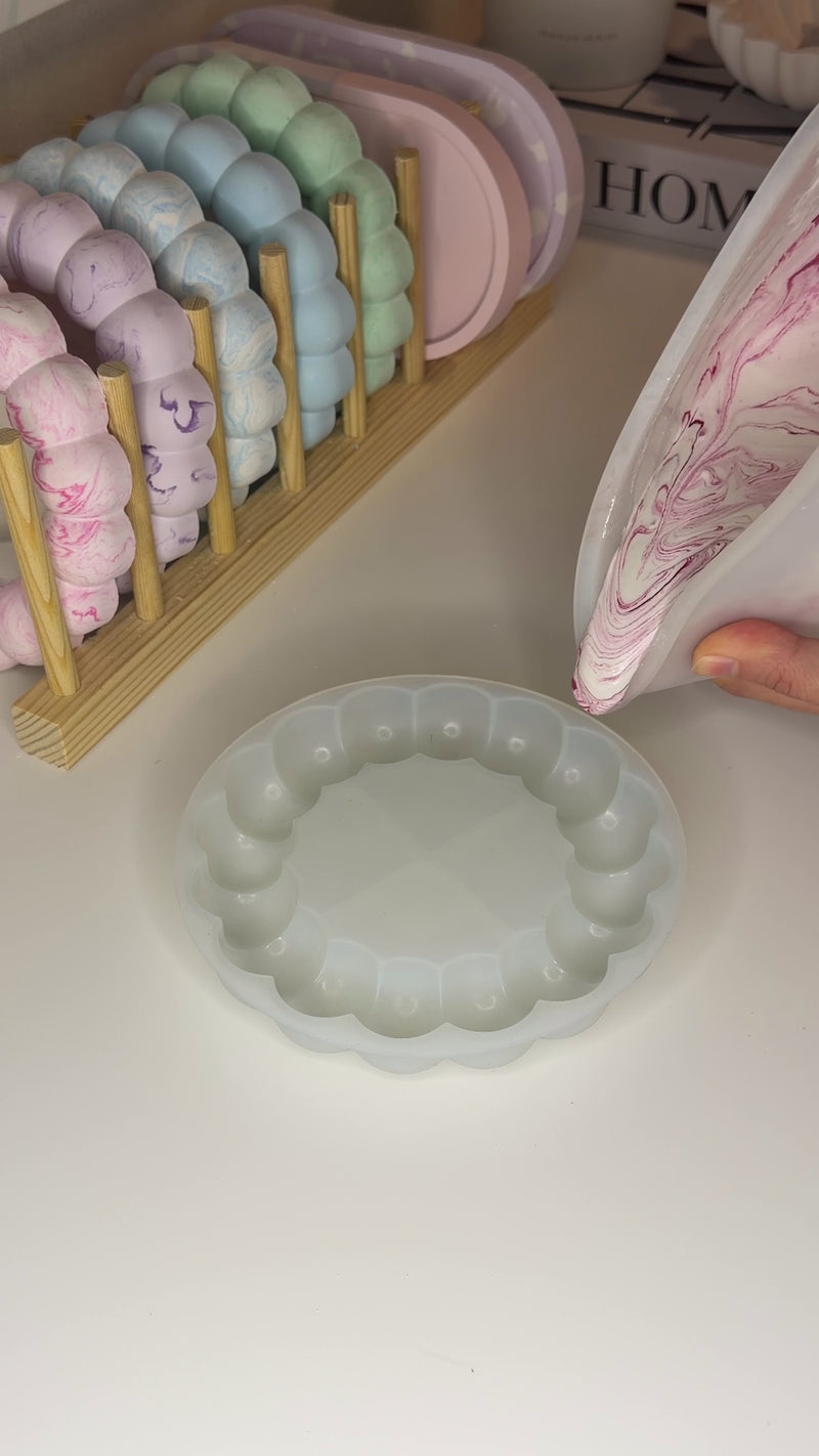 Acrylic mirror insert — pink marble bubble pour reel (muted)