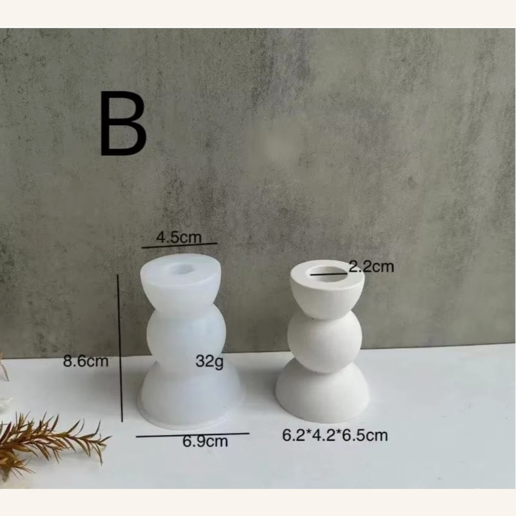 Style B stacked-sphere silicone candle holder mold dimension chart