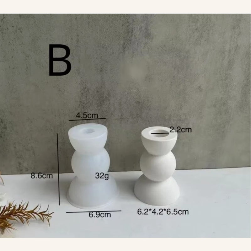Style B stacked-sphere silicone candle holder mold dimension chart